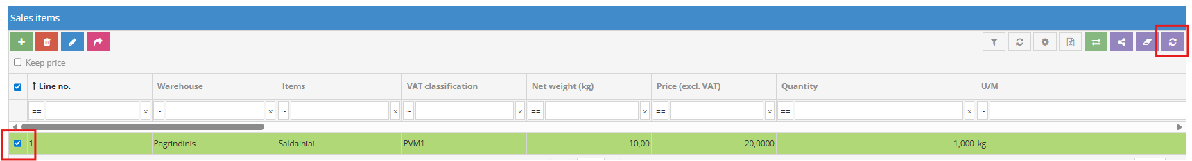 Intrastato ataskaitos šablono pasirinkimas